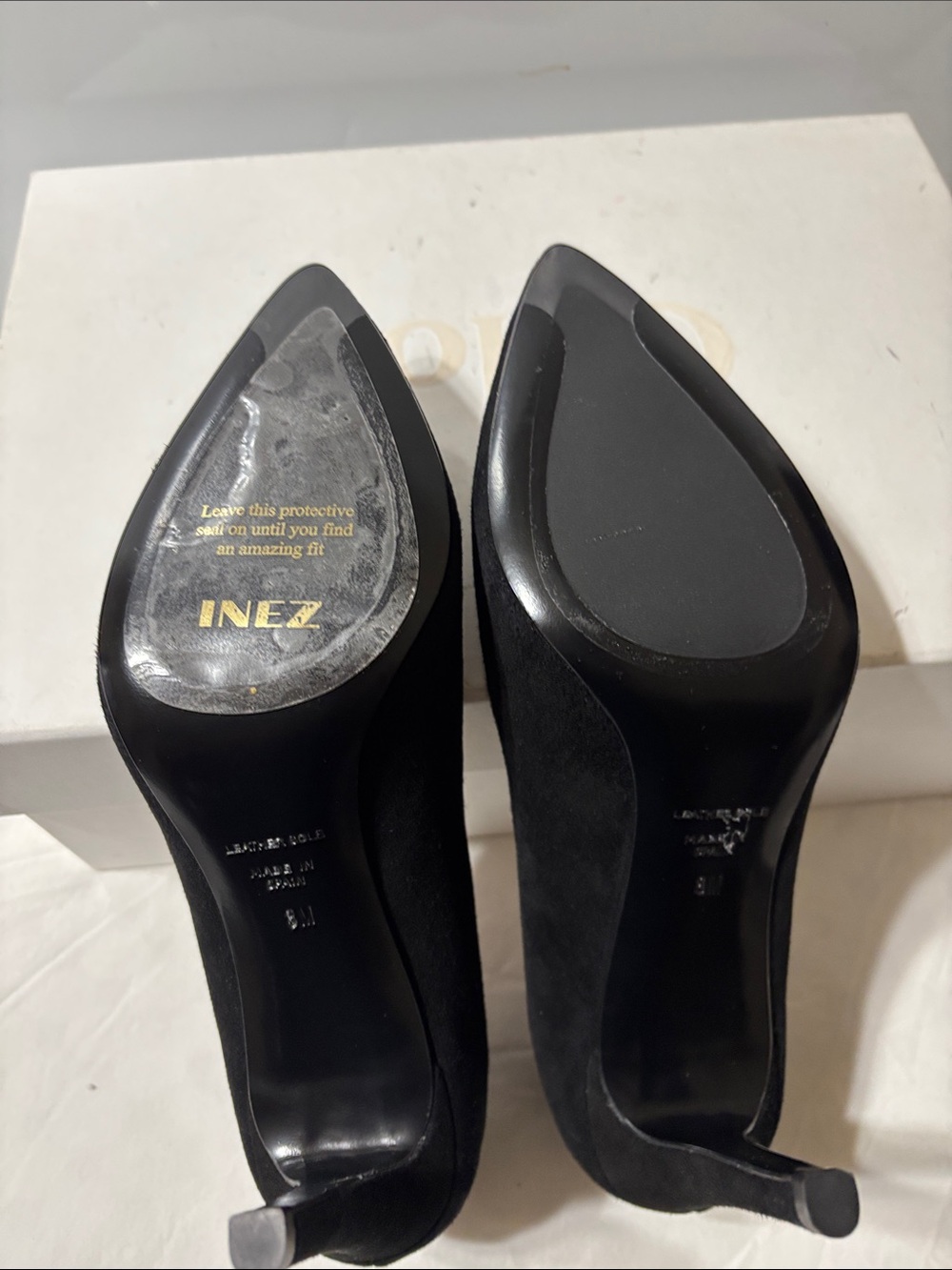 Inez Lola Black Pointed Suede Pumps with leather sole. Made in Spain. NWOT - Picture 8 of 10